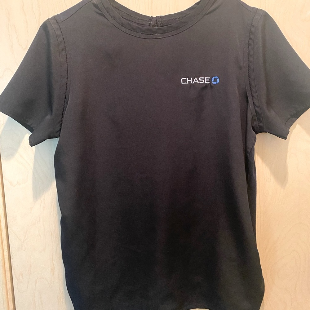 Land’s End, Chase Black Short-Sleeve Keyhole Blouse Top, Size 4